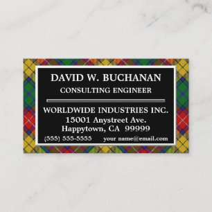 Scottish Clan Buchanan Tartan Kariert Visitenkarte