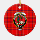 Scottish Clan Burnett Modern Tartan und Wappen Keramik Ornament (Vorne)