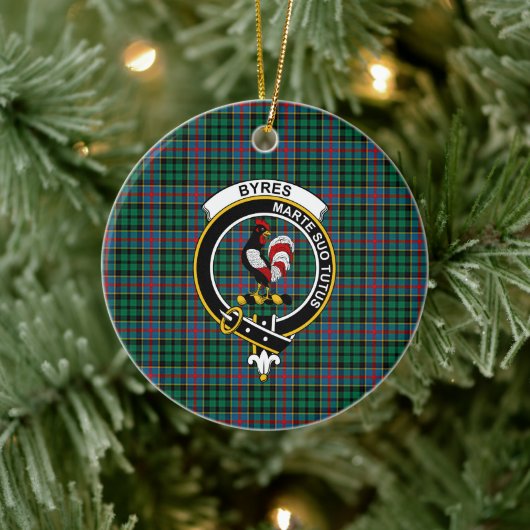 Scottish Clan Byres Tartan und Wappen Keramik Ornament (Baum)