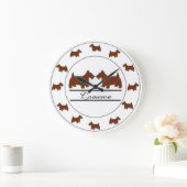 Scottish Clan Cameron Tartan Plaid Scottie Dogs Große Wanduhr (Zuhause)