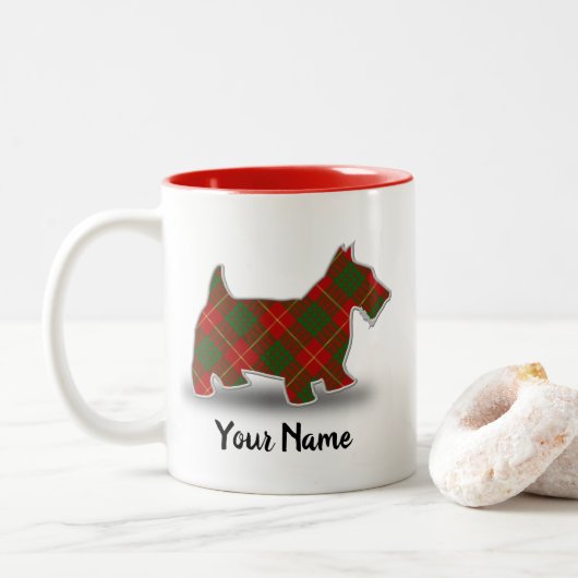 Scottish Clan Cameron Tartan Scottish Terrier Zweifarbige Tasse (Mit Donut)