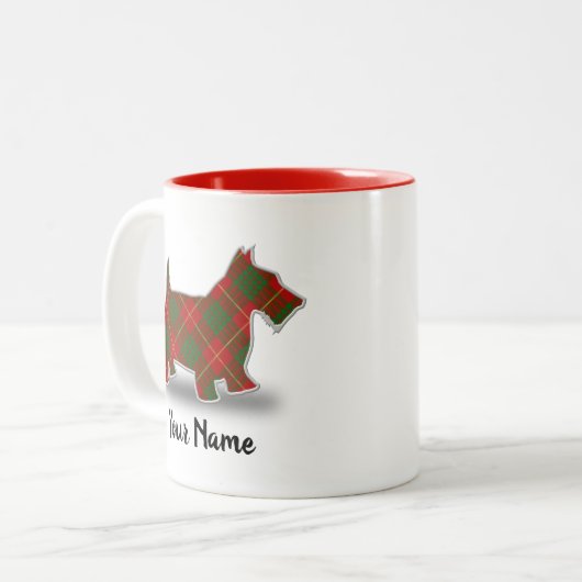 Scottish Clan Cameron Tartan Scottish Terrier Zweifarbige Tasse (Vorderseite Links)