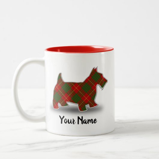 Scottish Clan Cameron Tartan Scottish Terrier Zweifarbige Tasse (Links)