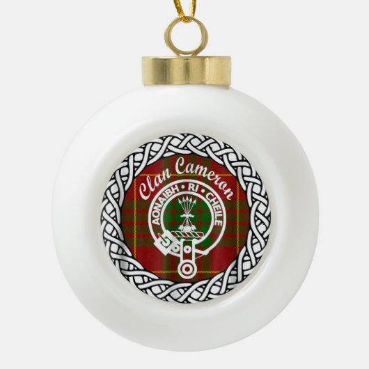 Scottish Clan Cameron Tartan und Wappen Keramik Kugel-Ornament (Vorderseite)