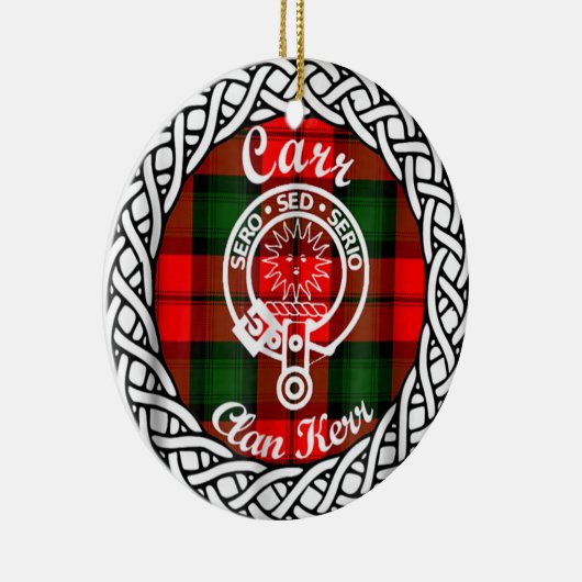 Scottish Clan Carr Tartan und Wappen Keramik Ornament (Rechts)