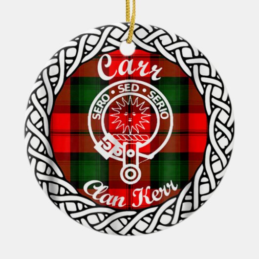 Scottish Clan Carr Tartan und Wappen Keramik Ornament (Vorne)