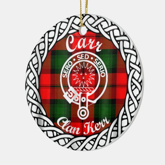 Scottish Clan Carr Tartan und Wappen Keramik Ornament (Links)