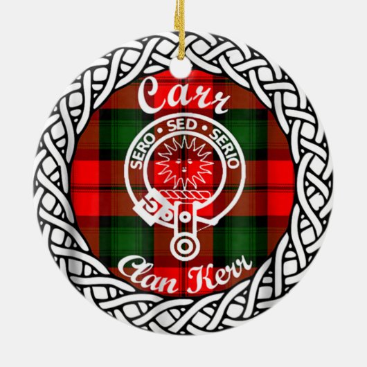 Scottish Clan Carr Tartan und Wappen Keramik Ornament (Hinten)