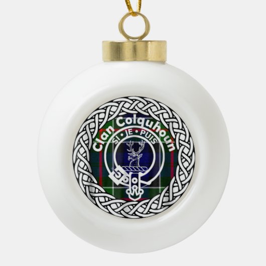Scottish Clan Colquhoun Tartan und Wappen Keramik Kugel-Ornament (Vorderseite)