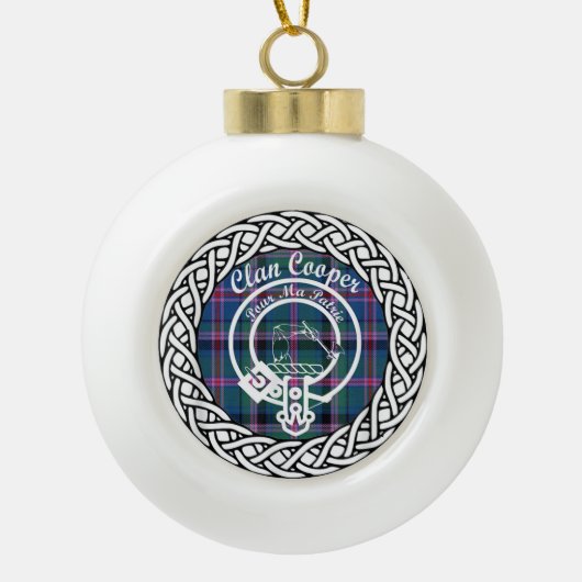 Scottish Clan Cooper Tartan und Wappen Keramik Kugel-Ornament (Vorderseite)
