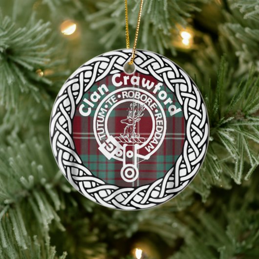 Scottish Clan Crawford Tartan und Wappen Keramik Ornament (Baum)
