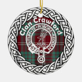 Scottish Clan Crawford Tartan und Wappen Keramik Ornament (Vorne)