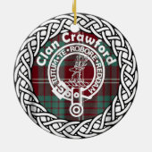 Scottish Clan Crawford Tartan und Wappen Keramik Ornament (Hinten)
