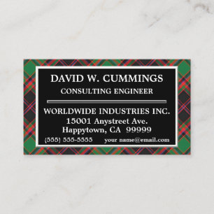 Scottish Clan Cumming Hunting Tartan Kariert Visitenkarte