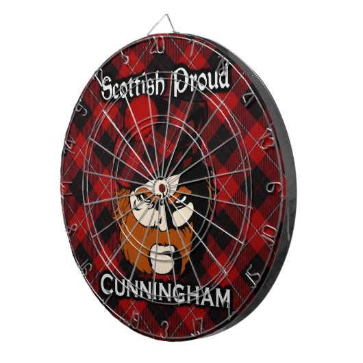 Scottish Clan Cunningham Tartan Dartboard Dartscheibe (Vorderseite rechts)