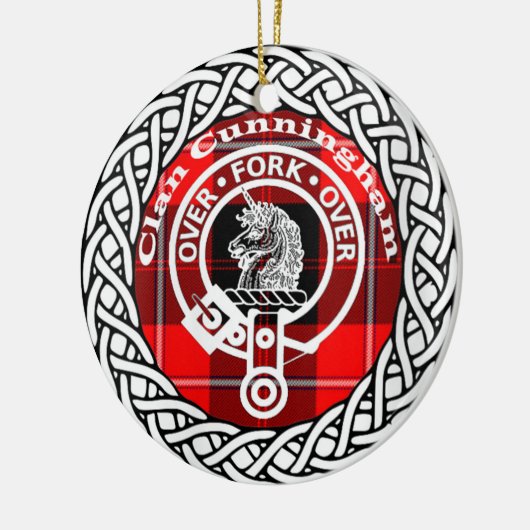 Scottish Clan Cunningham Tartan und Wappen Keramik Ornament (Links)