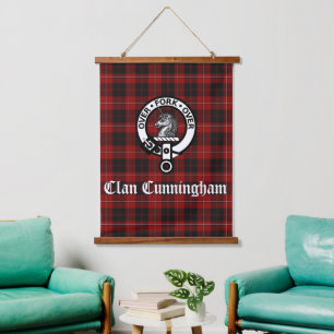 Scottish Clan Cunningham Wappen Abzeichen Wandteppich Mit Holzrahmen