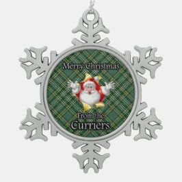 Scottish Clan Currie Currier Tartan Schneeflocken Zinn-Ornament