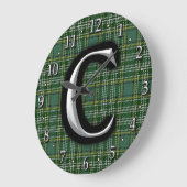 Scottish Clan Currie Letter C Monogram Tartan Große Wanduhr (Winkel)