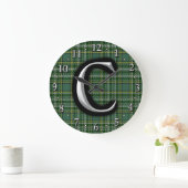 Scottish Clan Currie Letter C Monogram Tartan Große Wanduhr (Zuhause)