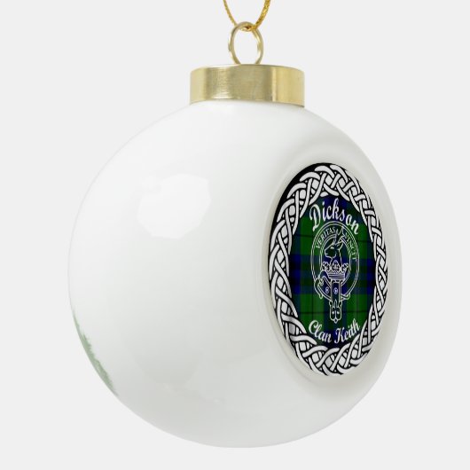 Scottish Clan Dickson Tartan und Wappen Keramik Kugel-Ornament (Links)
