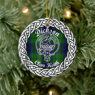 Scottish Clan Dickson Tartan und Wappen Keramik Ornament