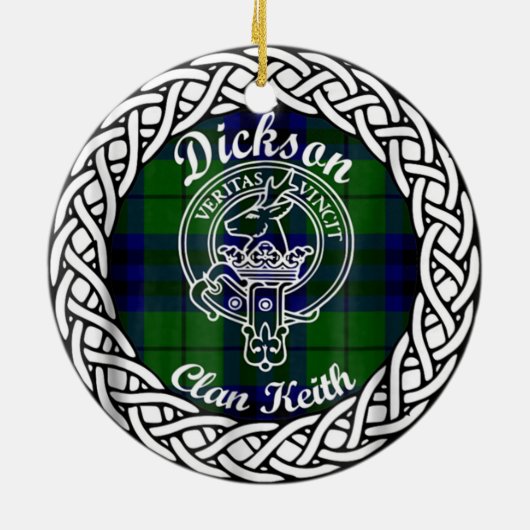 Scottish Clan Dickson Tartan und Wappen Keramik Ornament (Hinten)