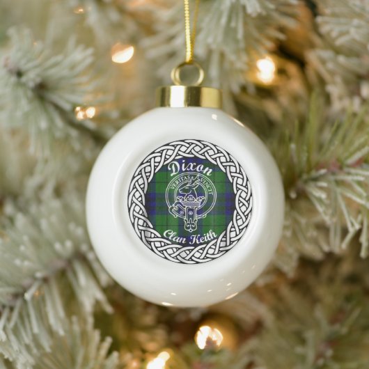 Scottish Clan Dixon Tartan und Wappen Keramik Kugel-Ornament (Baum)