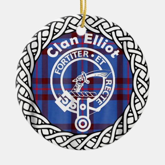 Scottish Clan Eliiot Tartan und Wappen Keramik Ornament (Vorne)
