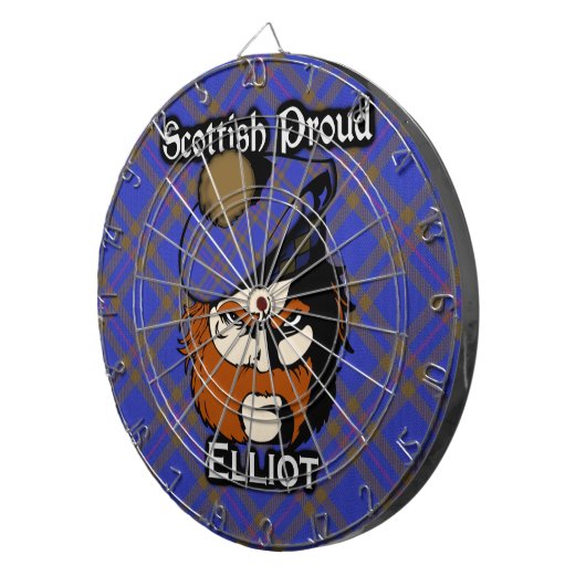 Scottish Clan Elliot Tartan Dartboard Dartscheibe (Vorderseite rechts)
