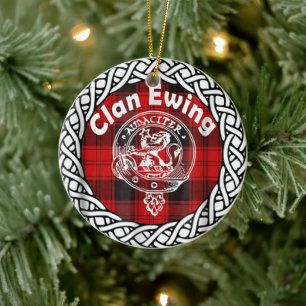 Scottish Clan Ewing Tartan und Wappen Keramik Ornament