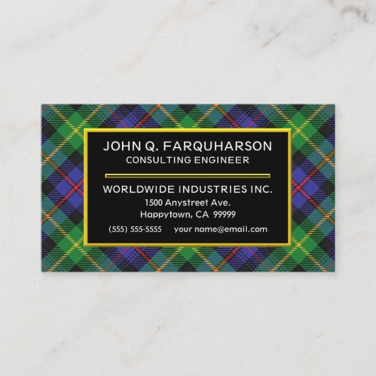 Scottish Clan Farquharson Tartan Kariert Visitenkarte (Vorderseite)