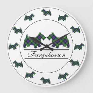 Scottish Clan Farquharson Tartan Scottie Dogs Große Wanduhr
