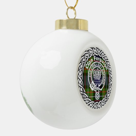 Scottish Clan Ferguson Tartan und Wappen Keramik Kugel-Ornament (Links)