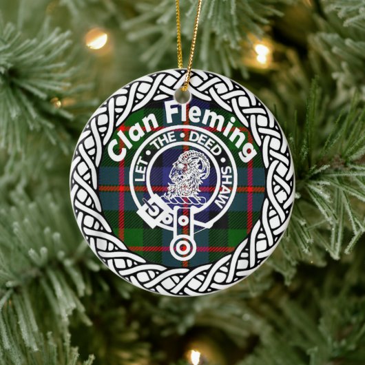 Scottish Clan Fleming Tartan und Wappen Keramik Ornament (Baum)