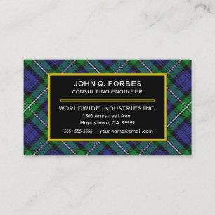 Scottish Clan Forbes Tartan Kariert Visitenkarte