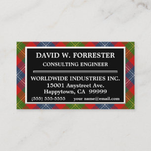 Scottish Clan Forrester Tartan Kariert Visitenkarte