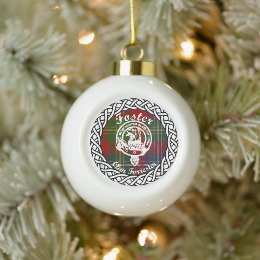 Scottish Clan Foster Tartan und Wappen Keramik Kugel-Ornament (Baum)