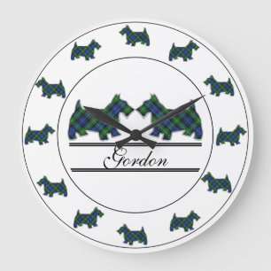 Scottish Clan Gordon Tartan Kariert Scottie Hunde Große Wanduhr