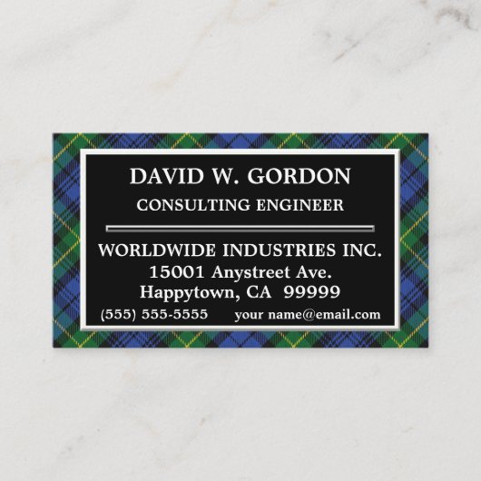 Scottish Clan Gordon Tartan Kariert Visitenkarte (Vorderseite)