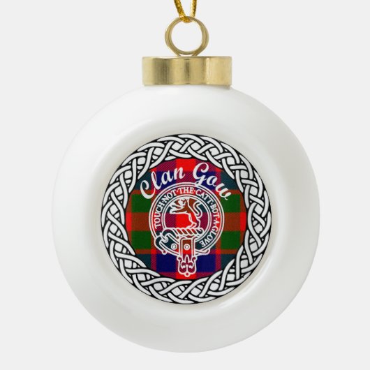 Scottish Clan Gow Tartan und Wappen Keramik Kugel-Ornament (Vorderseite)