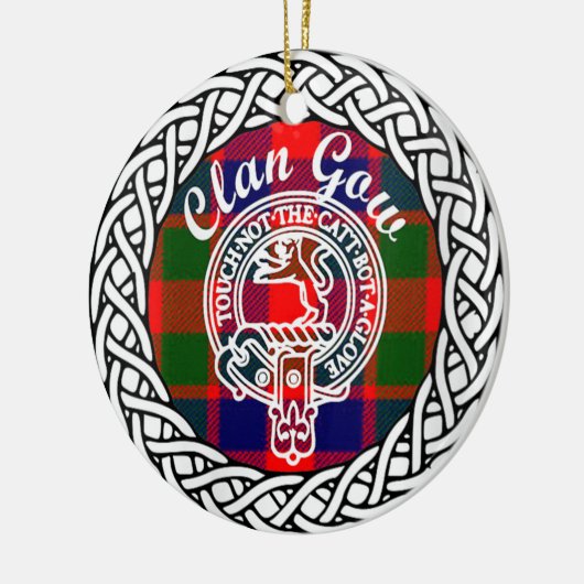 Scottish Clan Gow Tartan und Wappen Keramik Ornament (Links)