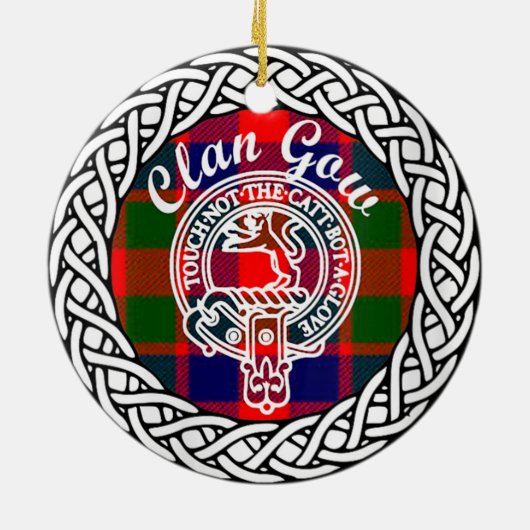 Scottish Clan Gow Tartan und Wappen Keramik Ornament (Hinten)