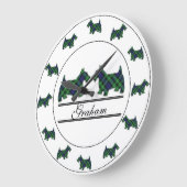 Scottish Clan Graham Tartan Kariert Scottie Dogs Große Wanduhr (Winkel)