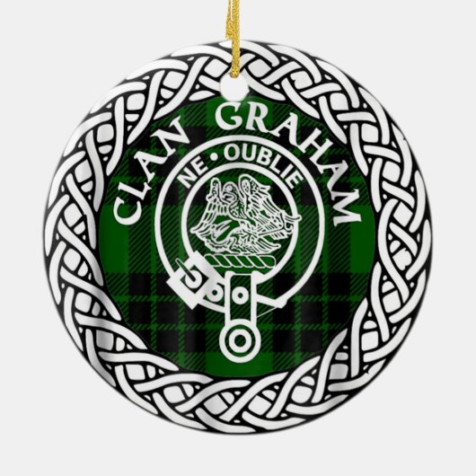 Scottish Clan Graham Tartan und Wappen Keramik Ornament (Hinten)