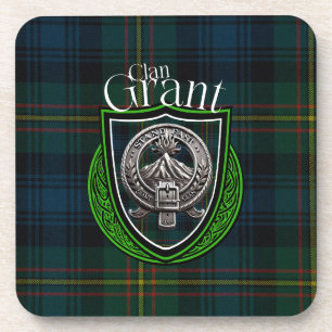 Scottish Clan Grant Tartan und Wappen Getränkeuntersetzer
