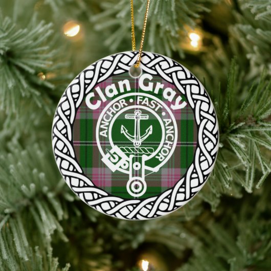 Scottish Clan Gray Tartan und Wappen Keramik Ornament (Baum)