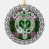 Scottish Clan Gray Tartan und Wappen Keramik Ornament (Vorne)