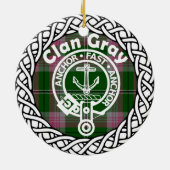Scottish Clan Gray Tartan und Wappen Keramik Ornament (Hinten)