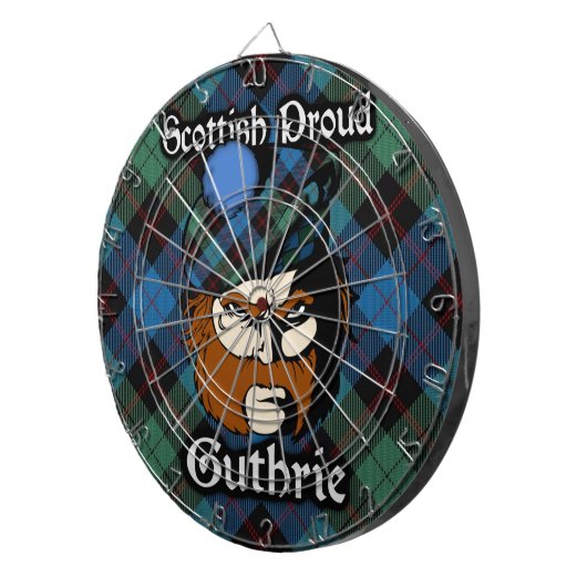 Scottish Clan Guthrie Tartan Dartboard Dartscheibe (Vorderseite rechts)